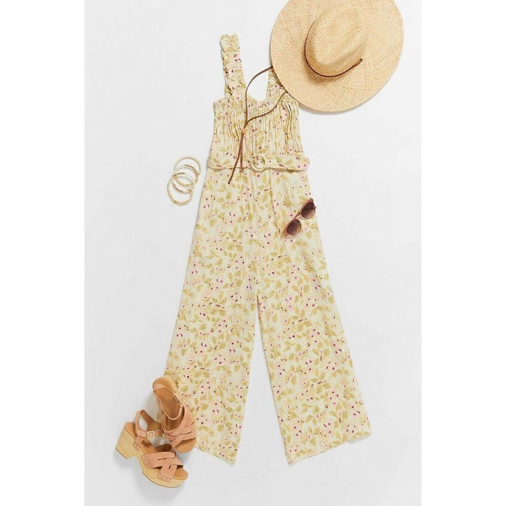 NWT FAITHFULL THE BRAND Sz 6/M DOLORES WIDE LEG BELTED JUMPSUIT IN ADELE PRINT